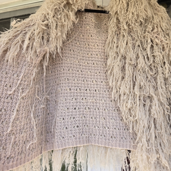Free People Faithful Shaggy Cardigan Shacket Jacket In Sand Size S - Picture 9 of 9